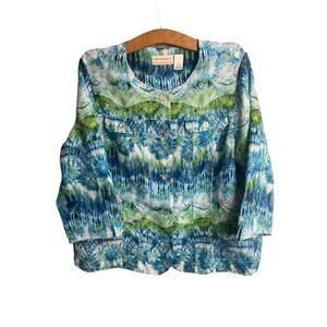 Alfred Dunner Blue/Green Tie Dye Lightweight Jacket 18W‎